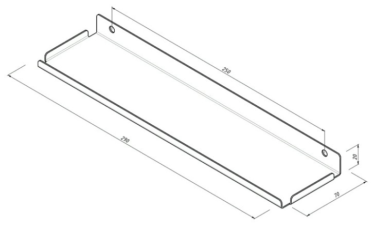 Полка для хранения EMBODIMENT EMB-TB-SH-290x70-B металлическая, настенная, черная
