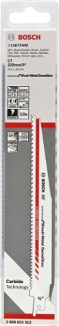 Полотна для сабельных пил BOSCH S1167XHM (уп10шт) Endurance for Wood and Metal Demolition [2608653312]