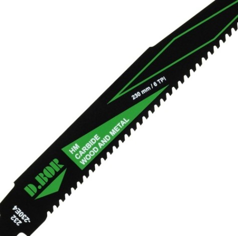 Полотна для сабельных пил D.BOR 195/230*4 мм HM / CARBIDE / WOOD AND METAL универсал. 1 шт. [D-232-230E4-01]
