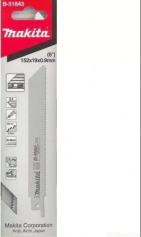 Полотна для сабельных пил MAKITA B-31843 для дерева/металла 152х0,9х6-10tpi, 5 шт.