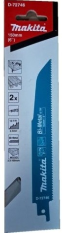 Полотна для сабельных пил MAKITA D-72746 по древесине с гвоздями 152x1,25x10tpi, 2 шт.