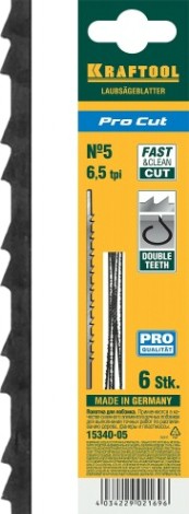 Полотно для пил по дереву KRAFTOOL Pro Cut 15340-05 с двойным зубом, 130мм, 6шт. [15340-05]
