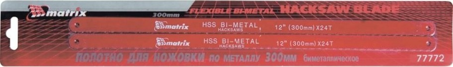 Полотно для пил по металлу MATRIX 300 мм, 24tpi, биметаллическое, 2 шт. 77772 [77772]