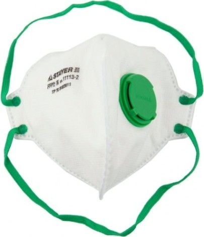 Полумаска фильтрующая STAYER PROFI FFP2 плоская, с клапаном, многослойная [11113-2]