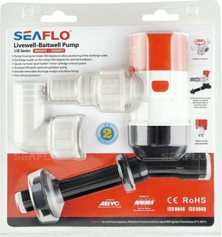 Помпа циркуляционная SEAFLO 50 л/мин, патрубок 19/29 мм, 12V [SFBP1-G800-13E]