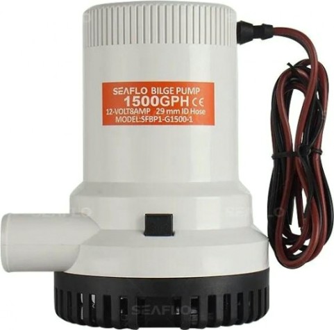 Помпа водооткачивающая SEAFLO трюмная, 12V 1500 галлон/час, патрубок 29 мм [SFBP1-G1500-01]