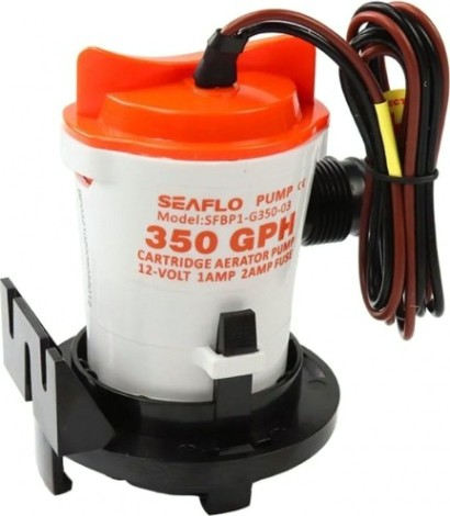 Помпа водооткачивающая SEAFLO трюмная, 12V 350 галлон/час, патрубок 19 мм, с переходниками [SFBP1-G350-03]