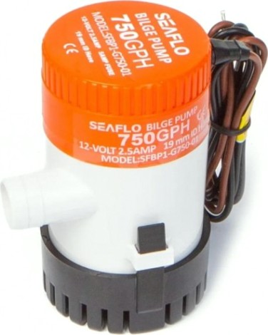 Помпа водооткачивающая SEAFLO трюмная, 24V 750 галлон/час, патрубок 19 мм [SFBP2-G750-01]
