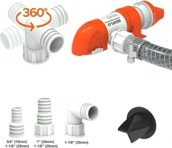 Помпа водооткачивающая SEAFLO трюмная, автоматическая, 12V 800 галлон/час, патрубок 19/25/29 мм [SFBP1-G800-14C]