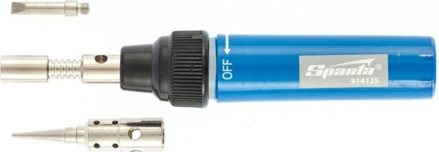 Портативная газовая горелка Sparta "Карандаш" 2 насадки для пайки, 130 мм [914125]