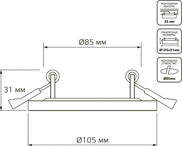Потолочный светодиодный светильник GAUSS Backlight круг 3+3w 350lm 3000k 3 реж led [BL114]