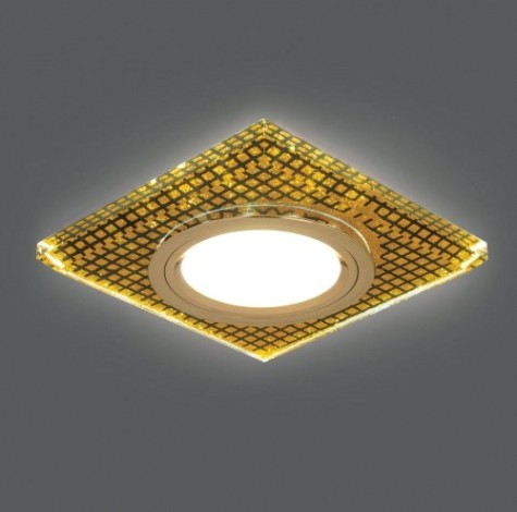 Потолочный светодиодный светильник GAUSS BL075 backlight квадрат. кристалл/черный/золото, gu5.3,