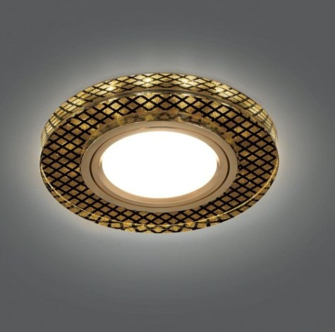 Потолочный светодиодный светильник GAUSS BL076 backlight круг кристалл/черный/золото, gu5.3, led