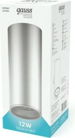 Потолочный светодиодный светильник GAUSS HD006 overhead накл цил 12w 920lm 4100k хром сатин