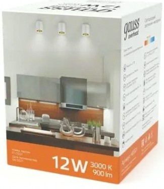 Потолочный светодиодный светильник GAUSS HD010 overhead накл цил 12w 900lm 3000k белый золото