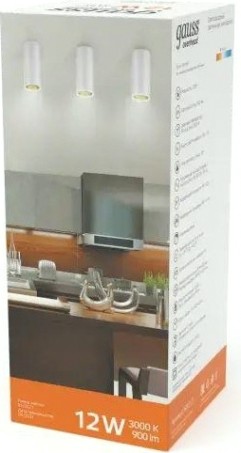 Потолочный светодиодный светильник GAUSS HD012 overhead накл цил 12w 900lm 3000k белый золото