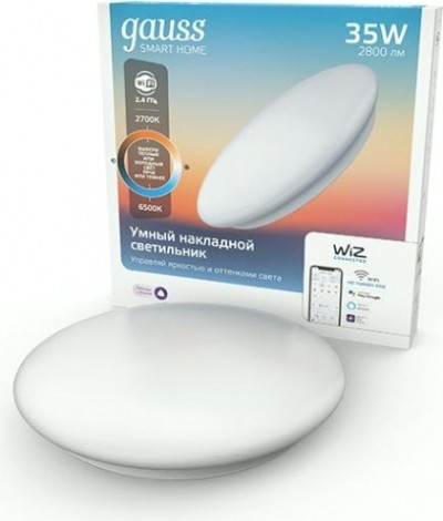 Потолочный светодиодный светильник GAUSS Smart home 35w2800lm2700-6500к198-264v ip20 400*70мм [2060112]