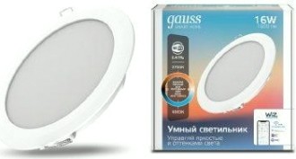 Потолочный светодиодный светильник GAUSS Smart home даунлайт 16w1600lm2700-4000к 220-240v ip20 165*38м [2040122]