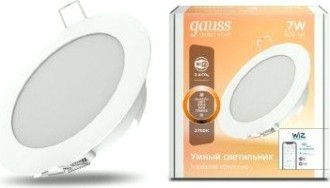 Потолочный светодиодный светильник GAUSS Smart home даунлайт 7w 600lm 2700к 220-240v ip20 105*35мм дим [2010122]