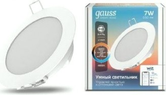 Потолочный светодиодный светильник GAUSS Smart home даунлайт 7w 650lm 2700-4000к 220-240v ip20 105*35м [2030122]