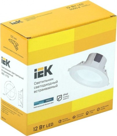 Потолочный светодиодный светильник IEK ДВО 1702 12Вт 4000K IP40 Круг белый [LDVO0-1702-12-4000-K01]