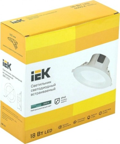 Потолочный светодиодный светильник IEK ДВО 1703 18Вт 4000K IP40 Круг белый [LDVO0-1703-18-4000-K01]