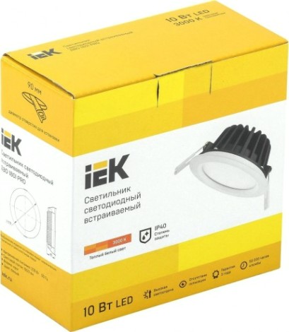 Потолочный светодиодный светильник IEK ДВО 1801 PRO 10Вт 3000K IP40 Круг белый [LDVO0-1801-10-3000-K01]