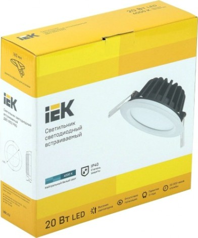 Потолочный светодиодный светильник IEK ДВО 1802 PRO 20Вт 4000K IP40 Круг белый [LDVO0-1802-20-4000-K01]
