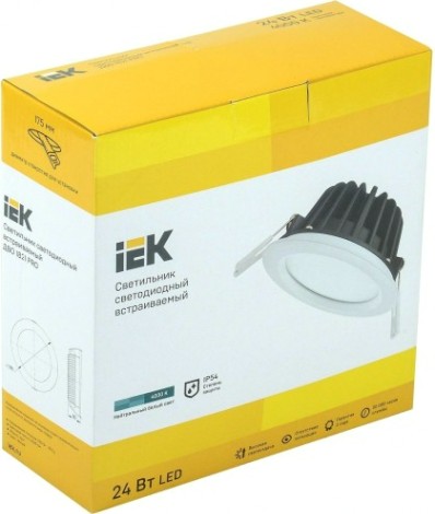 Потолочный светодиодный светильник IEK ДВО 1821 PRO 24Вт 4000K IP54 Круг белый [LDVO0-1821-24-4000-K01]