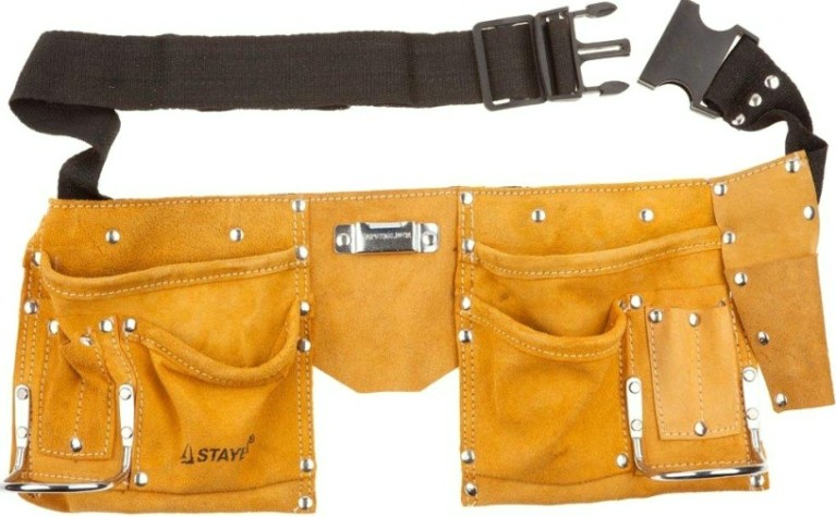 Пояс для инструментов STAYER MASTER кожаный, 10 карманов, 2 скобы 38510 [38510]