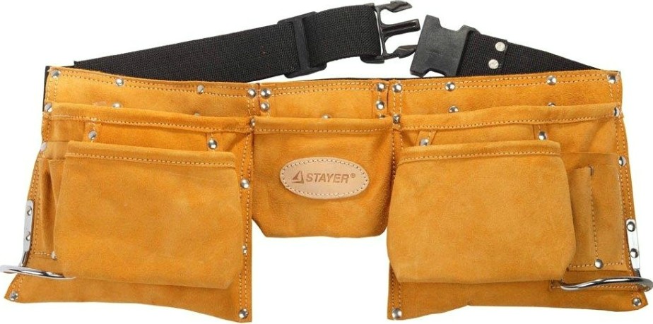 Пояс для инструментов STAYER PROFESSIONAL кожаный, 11 карманов, 2 скобы 38520 [38520]