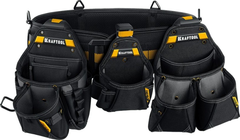 Пояс монтажника KRAFTOOL KBS-4 в комплекте: пояс монтажника и 3 сумки [38760-4]