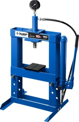 Пресс гидравлический ЗУБР ПГН-10 с гидронасосом и манометром, 10т [43072-10]
