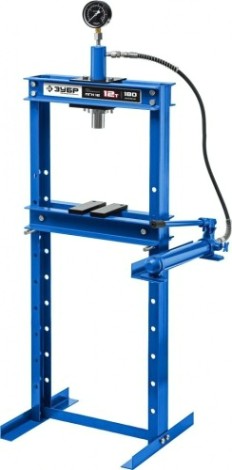 Пресс гидравлический ЗУБР ПГН-12 с гидронасосом и манометром, 12т [43072-12]