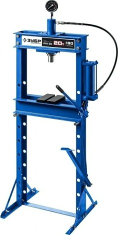 Пресс гидравлический ЗУБР ПГН-20 с гидронасосом и манометром, 20т [43072-20]