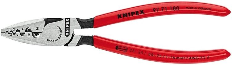 Пресс-клещи KNIPEX KN-9771180SB 9 гнезд, контактные гильзы DIN 46228