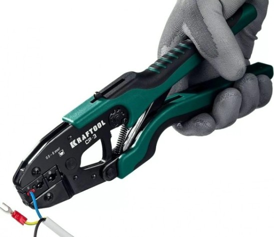 Пресс-клещи KRAFTOOL CP-3 для изолированных наконечников и муфт 0,5-6 мм.кв, [45461-3]