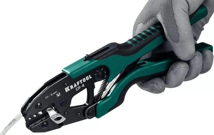 Пресс-клещи KRAFTOOL CP-4 для медных наконечников и гильз 0,5-10 мм.кв, [45461-4]