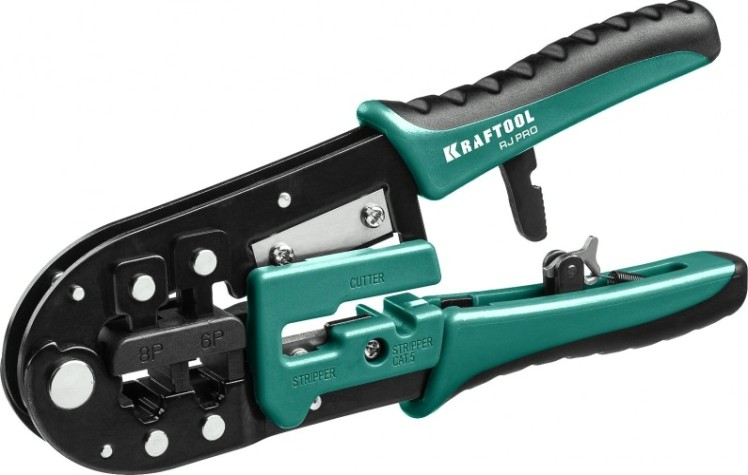 Пресс-клещи KRAFTOOL RJ-Pro универсальные rj45, rj11/rj12 [22698]