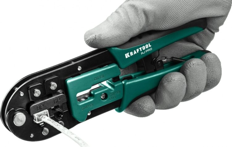 Пресс-клещи KRAFTOOL RJ-Pro универсальные rj45, rj11/rj12 [22698]