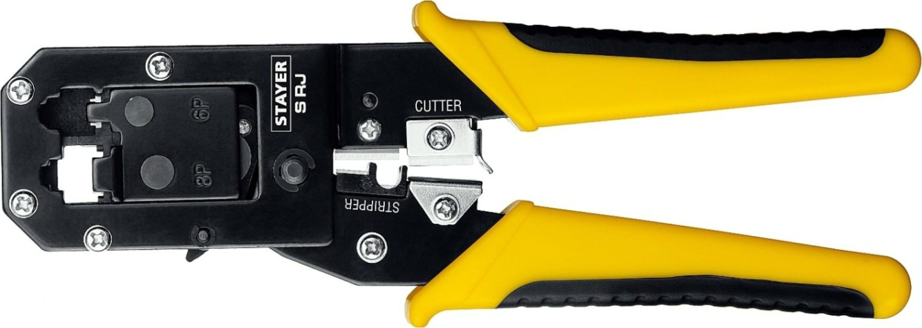 Пресс-клещи STAYER S-RJ кримпер универсальный, rj45, rj11/rj12, profession [22652]