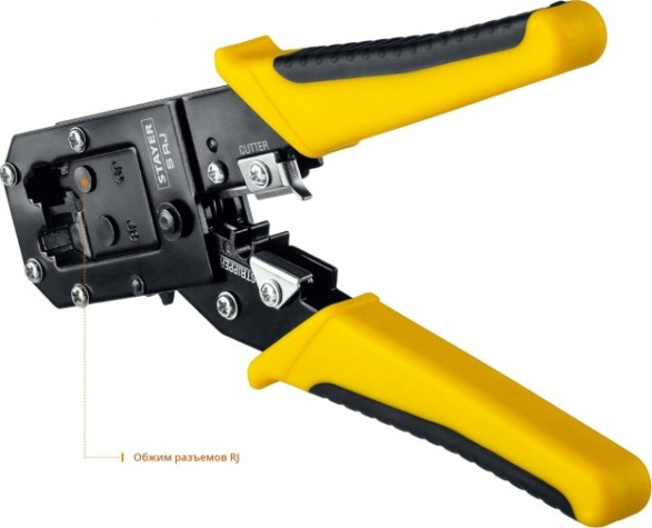 Пресс-клещи STAYER S-RJ кримпер универсальный, rj45, rj11/rj12, profession [22652]