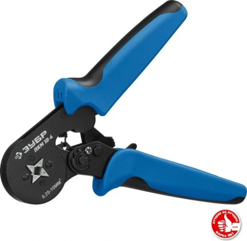 Пресс-клещи ЗУБР ПРОФЕССИОНАЛ пкм-10-4 для втулочных наконечников 0.25-10 мм.кв, [22695]