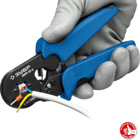 Пресс-клещи ЗУБР ПРОФЕССИОНАЛ пкм-10-4 для втулочных наконечников 0.25-10 мм.кв, [22695]