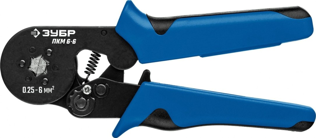 Пресс-клещи ЗУБР ПРОФЕССИОНАЛ пкм-6-6 для втулочных наконечников 0.25-6 мм.кв, [22654_z01]