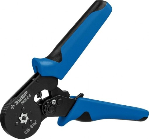 Пресс-клещи ЗУБР ПРОФЕССИОНАЛ пкм-6-6 для втулочных наконечников 0.25-6 мм.кв, [22654_z01]