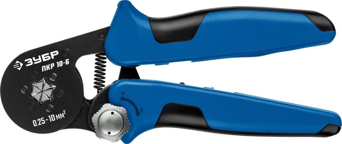 Пресс-клещи ЗУБР ПРОФЕССИОНАЛ пкр-10-6 для втулочных наконечников 0.25-10 мм.кв, [22678]
