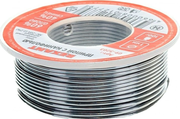 Припой c канифолью REXANT ПОС-61 d=1,0 мм 09-3203 [09-3203]