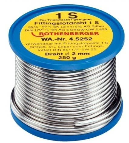 Припой для работы с фитингами ROTHENBERGER тип 1S L-SN AG5 45250 катушка 250 гр [45250]