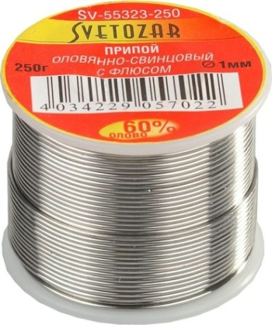Припой оловянно-свинцовый с канифолью СВЕТОЗАР ПОС 30 15 гр. SV-55325-015 [SV-55325-015]
